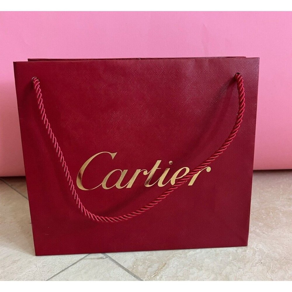 CARTIER Paper Reusable Shopping Bag Rope Handle Red 9" x 10" x 3.5"